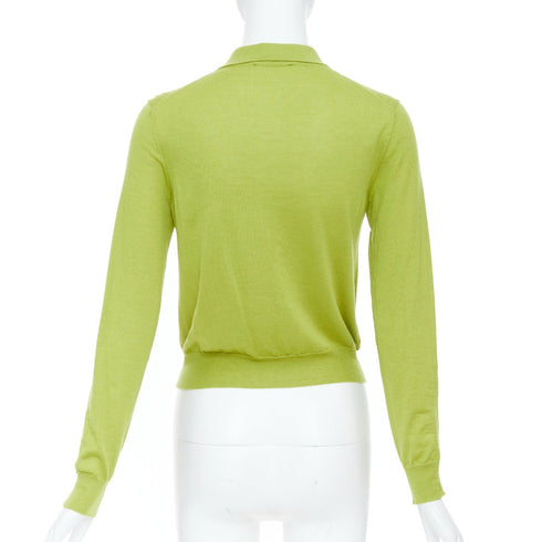 Women's Miu Miu 2024 Green Cashmere Silk Polo Cardigan