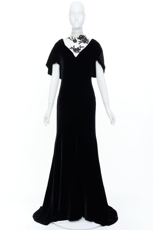 Women's Alexander McQueen 2006 Runway Widows of Culloden Black Velvet Gown