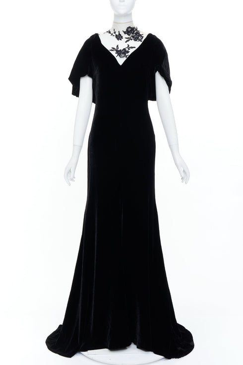 Women's Alexander McQueen 2006 Runway Widows of Culloden Black Velvet Gown