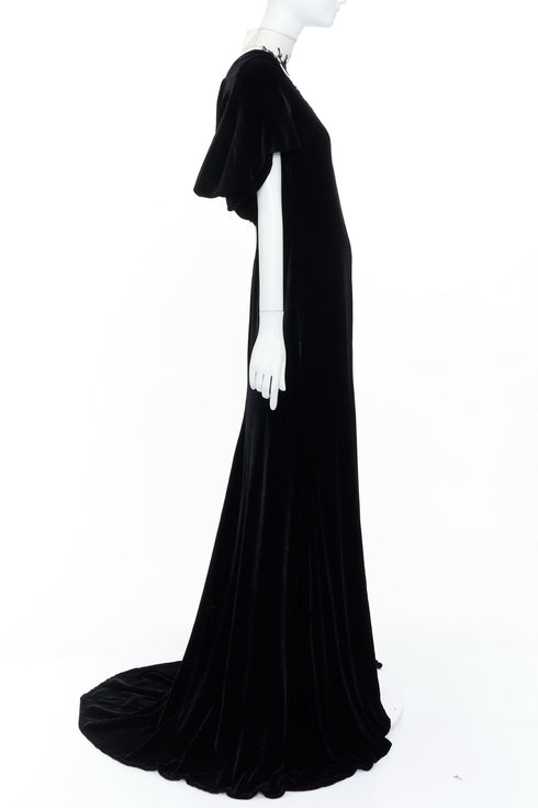 Women's Alexander McQueen 2006 Runway Widows of Culloden Black Velvet Gown