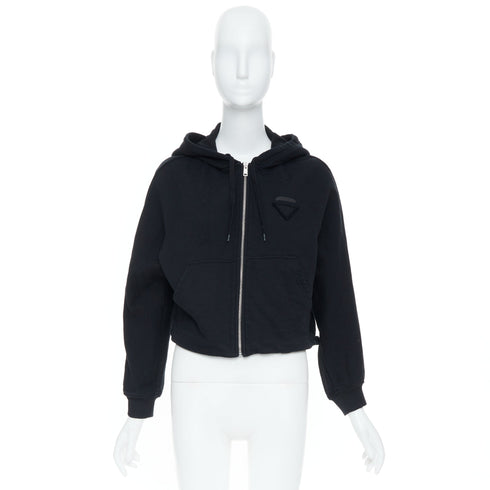 Women's Prada 2021 Black Cropped Hoodie Jacket