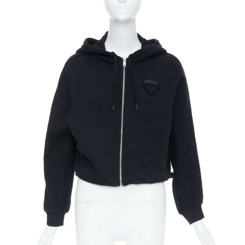 Women's Prada 2021 Black Cropped Hoodie Jacket