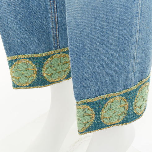 Women's Valentino 2025 Runway Blue Beaded Denim Jeans