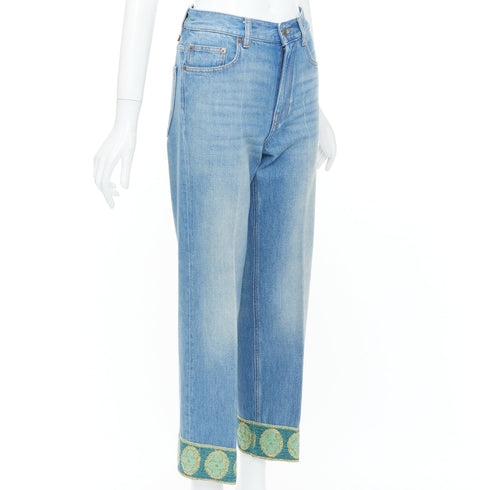 Women's Valentino 2025 Runway Blue Beaded Denim Jeans