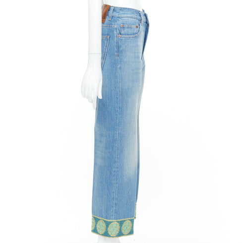Women's Valentino 2025 Runway Blue Beaded Denim Jeans