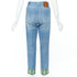 Women's Valentino 2025 Runway Blue Beaded Denim Jeans