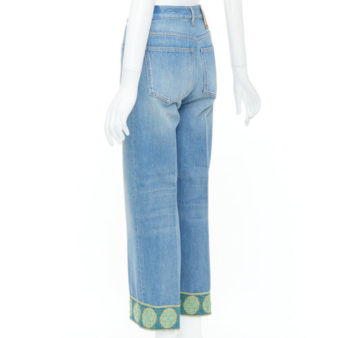 Women's Valentino 2025 Runway Blue Beaded Denim Jeans