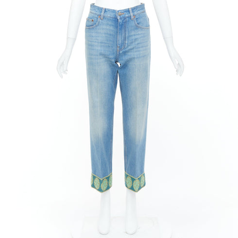Women's Valentino 2025 Runway Blue Beaded Denim Jeans