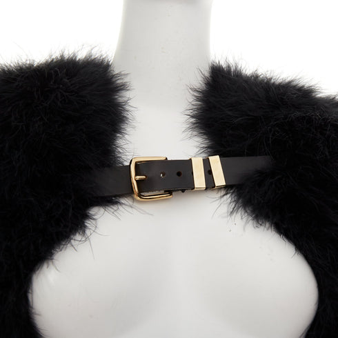Women's Balmain 2014 Black Feather Cape Bolero