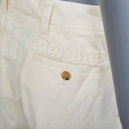 Women's Miu Miu 2023 Beige Straight Leg Pants