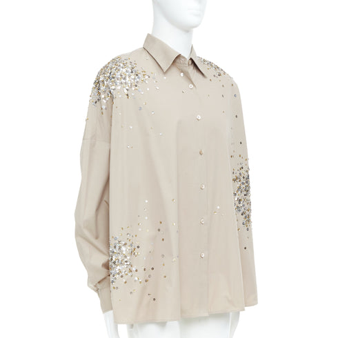 Men's Dries Van Noten 2024 Casia White Sequin Shirt