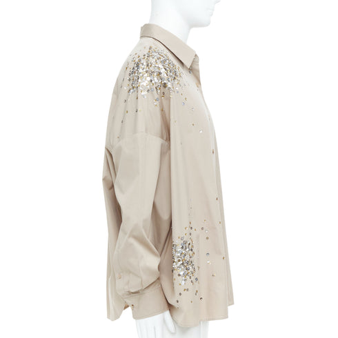 Men's Dries Van Noten 2024 Casia White Sequin Shirt