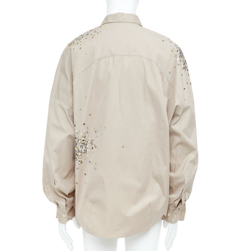 Men's Dries Van Noten 2024 Casia White Sequin Shirt