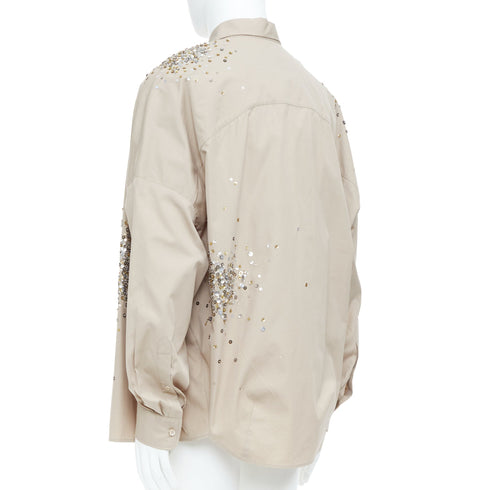 Men's Dries Van Noten 2024 Casia White Sequin Shirt