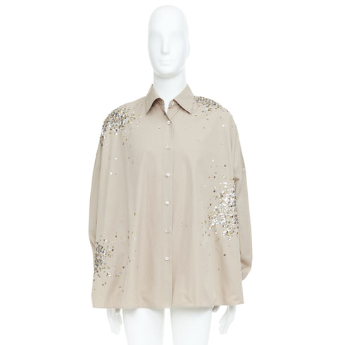 Men's Dries Van Noten 2024 Casia White Sequin Shirt