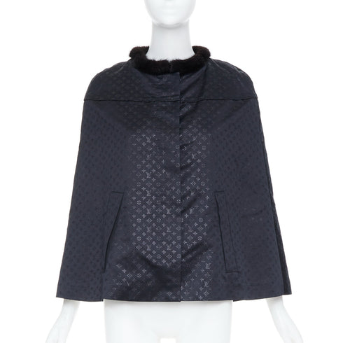 Women's Louis Vuitton Black Monquin Jacquard Mink Fur Cloak Cape