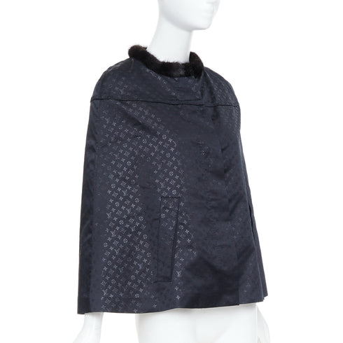Women's Louis Vuitton Black Monquin Jacquard Mink Fur Cloak Cape