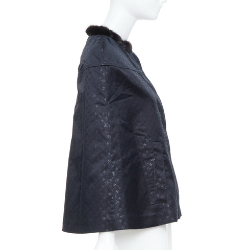 Women's Louis Vuitton Black Monquin Jacquard Mink Fur Cloak Cape
