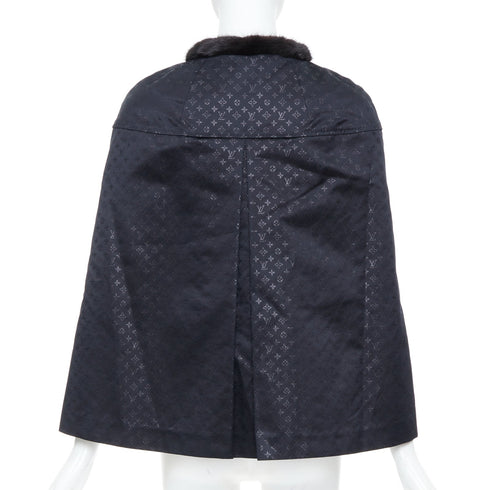 Women's Louis Vuitton Black Monquin Jacquard Mink Fur Cloak Cape
