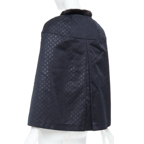 Women's Louis Vuitton Black Monquin Jacquard Mink Fur Cloak Cape