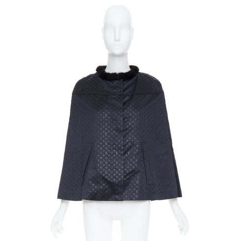 Women's Louis Vuitton Black Monquin Jacquard Mink Fur Cloak Cape