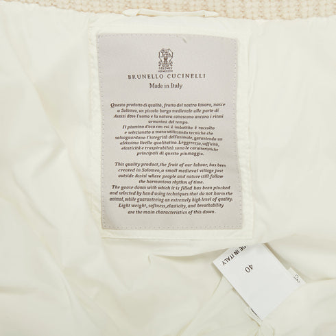 Women's Brunello Cucinelli Cashmere White Puffer Coat Jacket