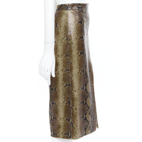 Women's Khaite 2023 Fraser Brown Python Leather Skirt