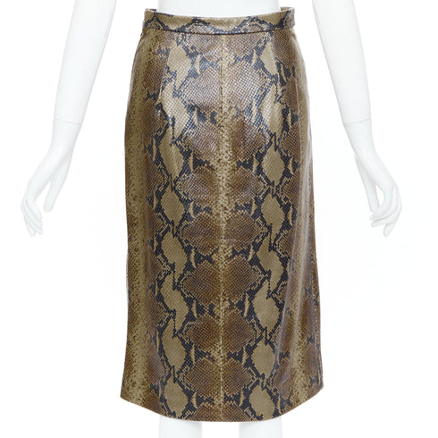 Women's Khaite 2023 Fraser Brown Python Leather Skirt
