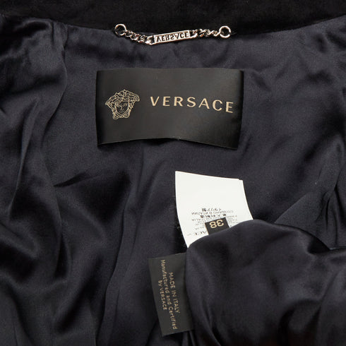 Women's Versace 2012 Runway Black Velvet Gothic Byzantine Flared Coat
