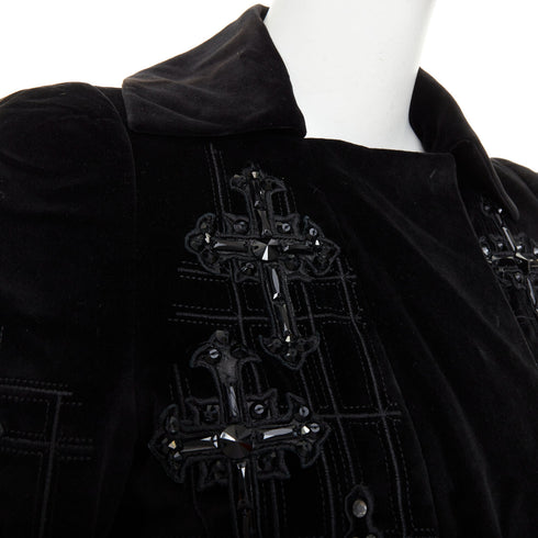 Women's Versace 2012 Runway Black Velvet Gothic Byzantine Flared Coat