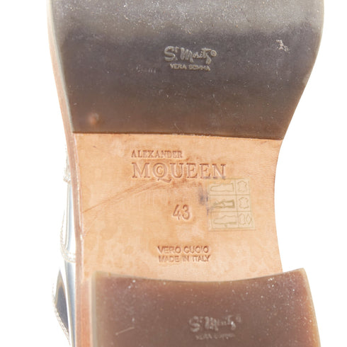 Men's Alexander McQueen Silver Leather Brogue Shoes