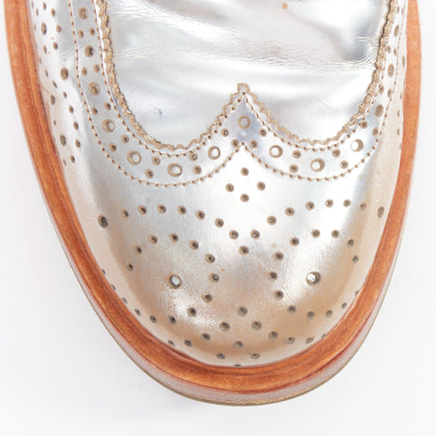 Men's Alexander McQueen Silver Leather Brogue Shoes
