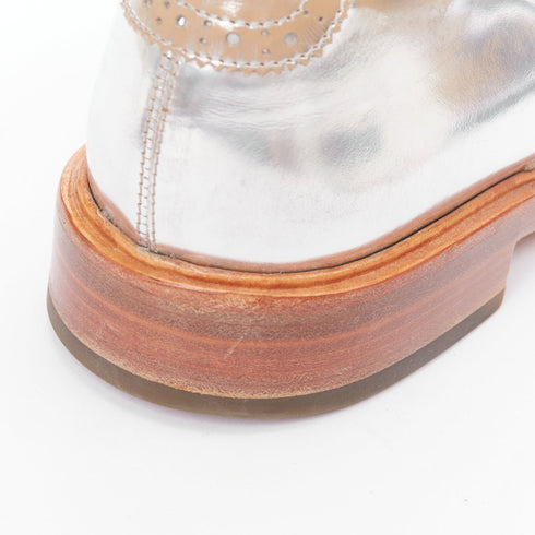 Men's Alexander McQueen Silver Leather Brogue Shoes