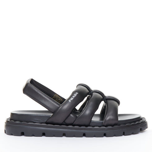 Women's Prada Blow Black Leather Slingback Sandals