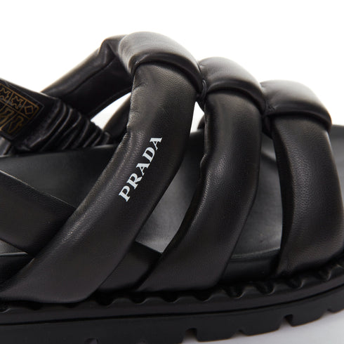 Women's Prada Blow Black Leather Slingback Sandals