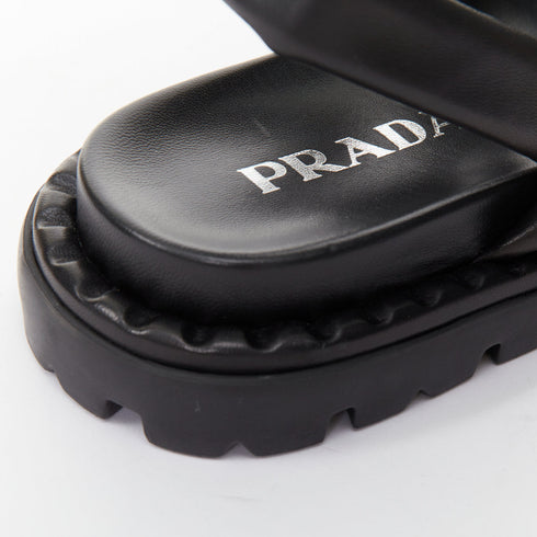 Women's Prada Blow Black Leather Slingback Sandals