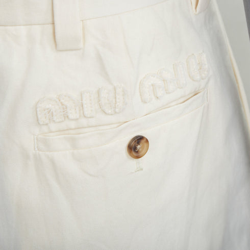 Women's Miu Miu 2023 Beige Patchwork Cuffed Shorts