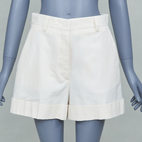 Women's Miu Miu 2023 Beige Patchwork Cuffed Shorts