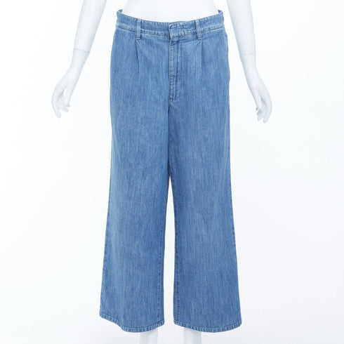 Women's Miu Miu 2023 Blue Pleated Straight Denim Jeans