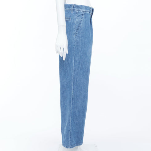 Women's Miu Miu 2023 Blue Pleated Straight Denim Jeans