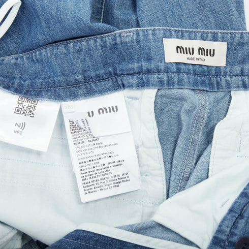Women's Miu Miu 2023 Blue Pleated Straight Denim Jeans