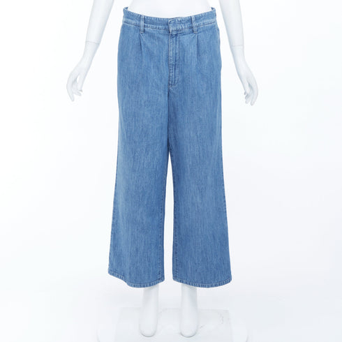 Women's Miu Miu 2023 Blue Pleated Straight Denim Jeans