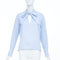 Women's Valentino Blue Pussy Bow Blouse Shirt