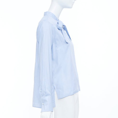 Women's Valentino Blue Pussy Bow Blouse Shirt