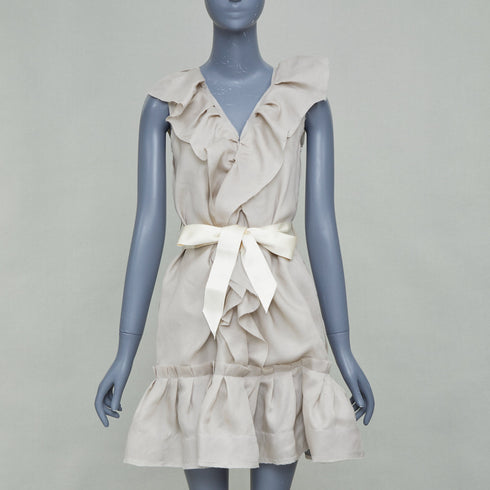 Women's Lanvin 2008 Grey Silk Mini Dress