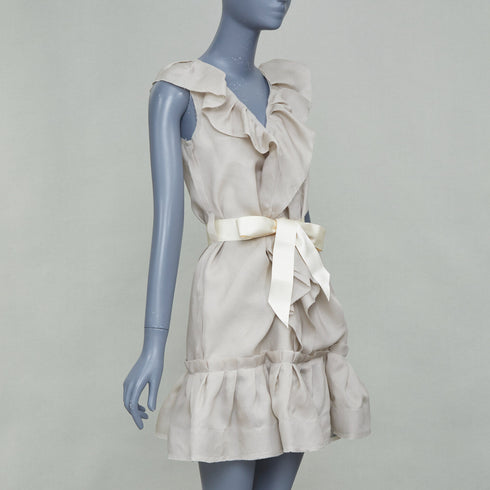 Women's Lanvin 2008 Grey Silk Mini Dress