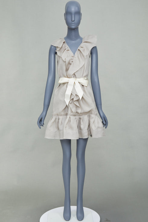 Women's Lanvin 2008 Grey Silk Mini Dress