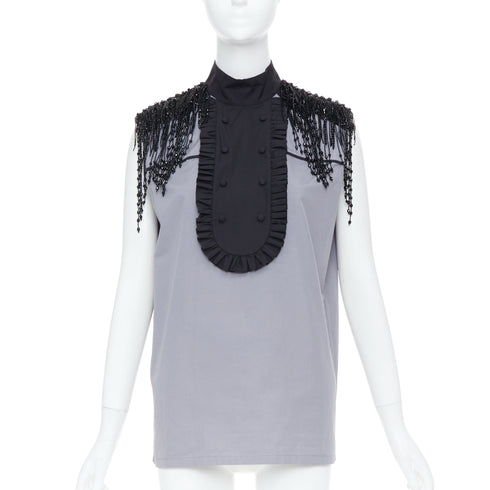 Women's Prada 2020 Runway Beaded Fringe Shirt