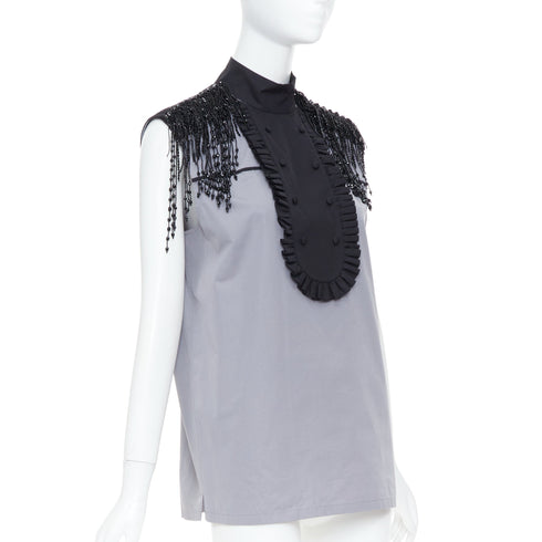 Women's Prada 2020 Runway Beaded Fringe Shirt