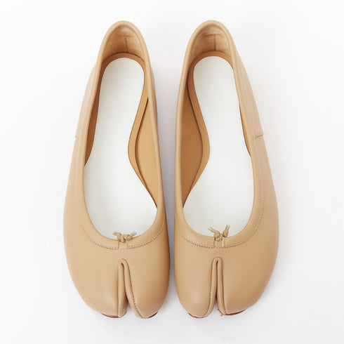 Women's Maison Margiela Tabi Nude Leather Ballet Flats